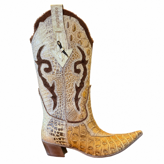 Botas El Charro Mujer Talla 39 Efecto Piel de Serpiente Vintage Western
