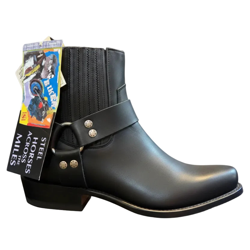 Botas Sendra Engineer Boots negras de piel vintage talla 45 fabricadas en España con diseño biker y western.