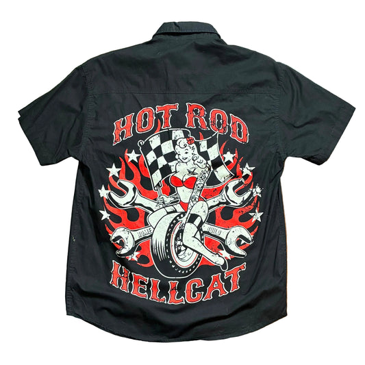 Camisa Vintage Hot Rod hell cat talla m . good luck vintage envíos desde las Palmas  a islas canarias.