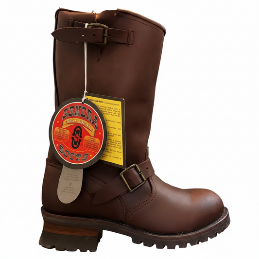 Botas Sendra Engineer Boots de piel marrón Full Grain talla 45 con doble hebilla, suela Goodyear Welt y etiquetas originales.